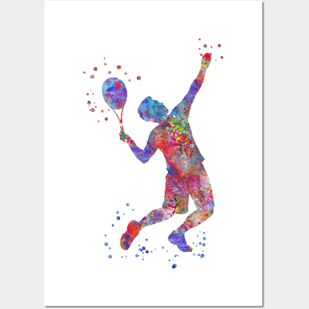 Male tennis player Wall Art by RosaliArt